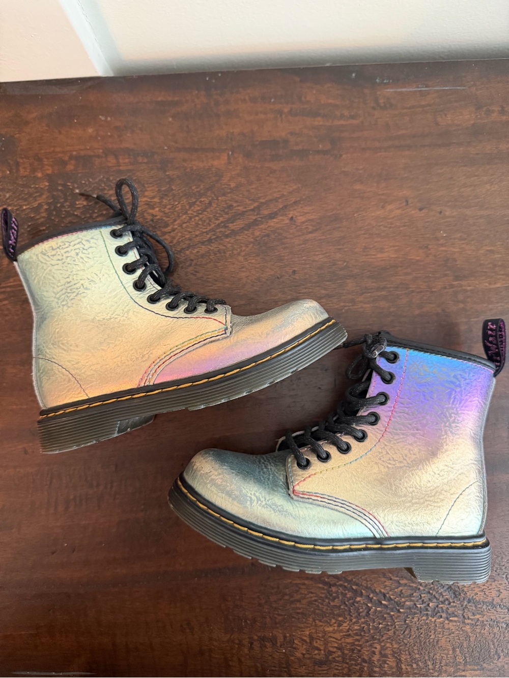 Dr. Martens Junior 1460 Rainbow Leather Lace Up Boots - Picture 6 of 12